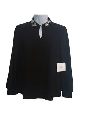 Perseption Concept Long Sleeve Blouse Small New Women's Black Party Career